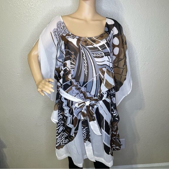 Club Z Collection Lightweight Swim Cover Brown White Gray Size Large - Picture 2 of 10